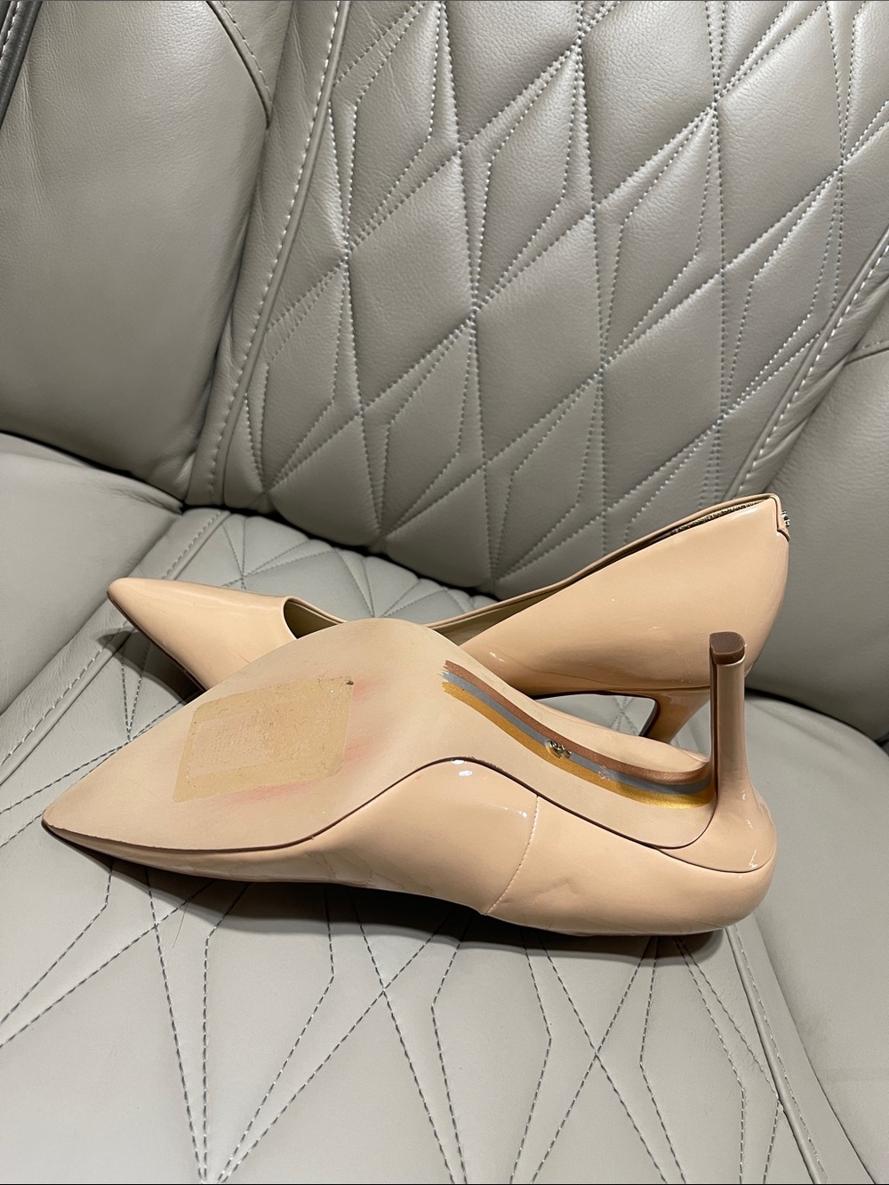 Sam Edelman Rubor Beige Patent Pointed-Toe Stiletto Pumps - Picture 8 of 10
